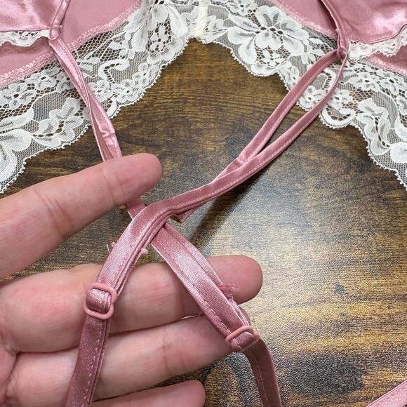 Fredericks of Hollywood Plus Size 4X Sexy PJs Pajamas Camisole Shorts Pink Satin - Picture 10 of 11